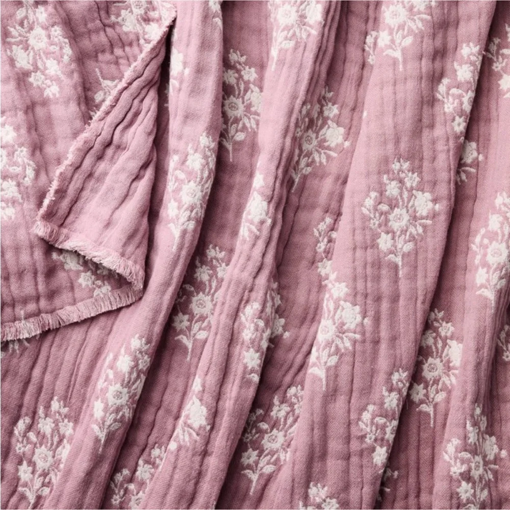 Floral Block Print Jacquard Throw Purple/Cream - Threshold™ with Studio McGee